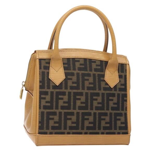 FENDI Zucca Canvas Hand Bag Black Brown - Picture 1 of 12